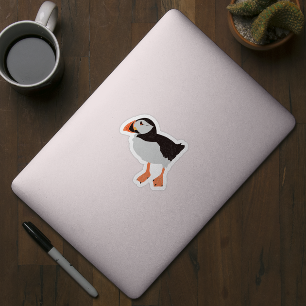 Cute Scottish Puffin Bird Hand Drawing by MariOyama